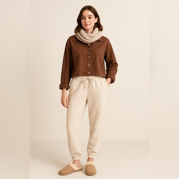 Everlane Other - NWT Everlane Cropped Boxy Chestnut Brown PJ Top Loungewear Blouse XS